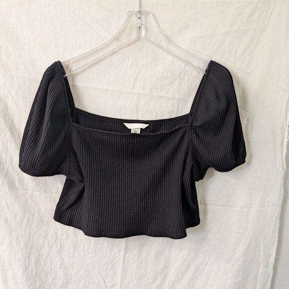 H&M Black Ribbed Knit Crop Top Size XXL  Plus Size - Picture 1 of 6